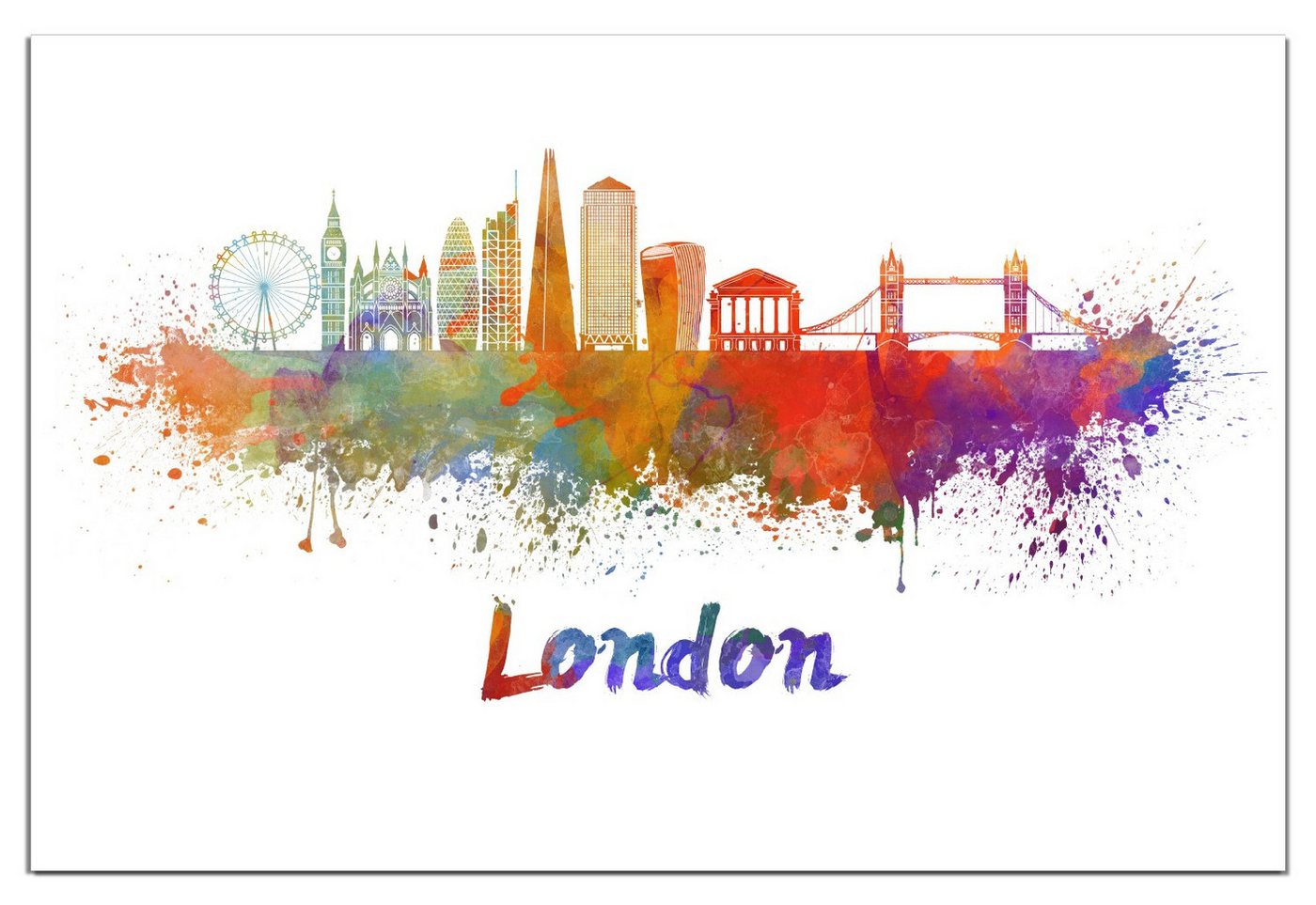 Wallario Wandfolie, Städte als Aquarell - Skyline von London, wasserresistent, geeignet für Bad und Dusche Wallario Wandfolie, Städte als Aquarell - Skyline von London, wasserresistent, geeignet für Bad und Dusche von Wallario