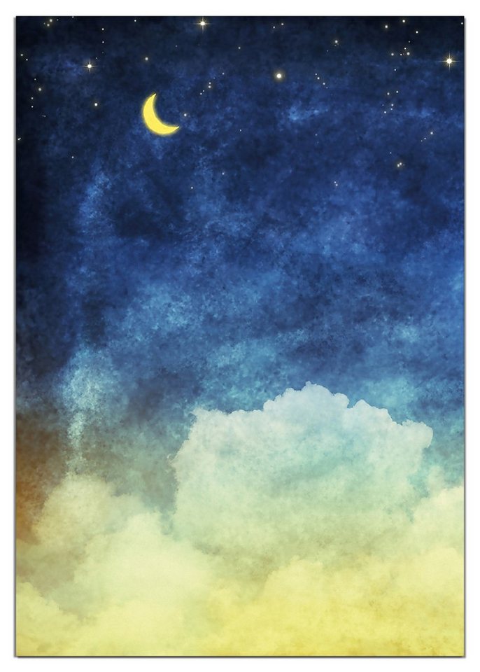 Wallario Wandfolie, Wolkenhimmel mit Mond und Sternen, wasserresistent, geeignet für Bad und Dusche Wallario Wandfolie, Wolkenhimmel mit Mond und Sternen, wasserresistent, geeignet für Bad und Dusche von Wallario