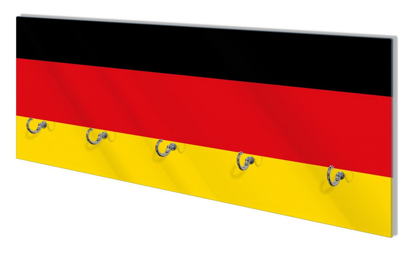 Wallario Wandgarderobe Deutsche Flagge (1-teilig, inkl. Haken und Befestigungsset), 80x30cm, aus ESG-Sicherheitsglas von Wallario