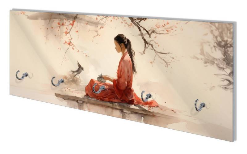 Wallario Garderobenpaneel Herbstliche Stille (1-teilig, inkl. Haken und Befestigung), 80x30cm von Wallario