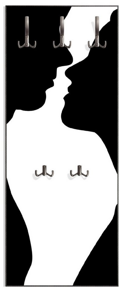 Wallario Garderobenpaneel Mann und Frau (1-teilig, inkl. Haken und Befestigung), 50x125cmHolz von Wallario