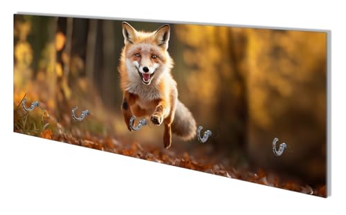 Wallario Wandgarderobe aus Glas in Größe 80 x 30 cm mit Memoboard-Funktion, Motiv: Rennender Fuchs | 5 Kleiderhaken zum Aufhängen von Jacken Wallario Wandgarderobe aus Glas in Größe 80 x 30 cm mit Memoboard-Funktion, Motiv: Rennender Fuchs | 5 Kleiderhaken zum Aufhängen von Jacken von Wallario