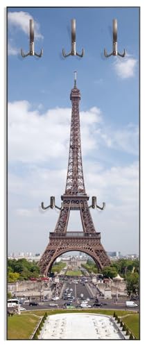 Wallario Wandgarderobe aus Holz in Größe 50 x 125 cm in Premium-Qualität, Motiv: Eiffelturm in Paris | 5 Kleiderhaken zum Aufhängen Wallario Wandgarderobe aus Holz in Größe 50 x 125 cm in Premium-Qualität, Motiv: Eiffelturm in Paris | 5 Kleiderhaken zum Aufhängen von Wallario