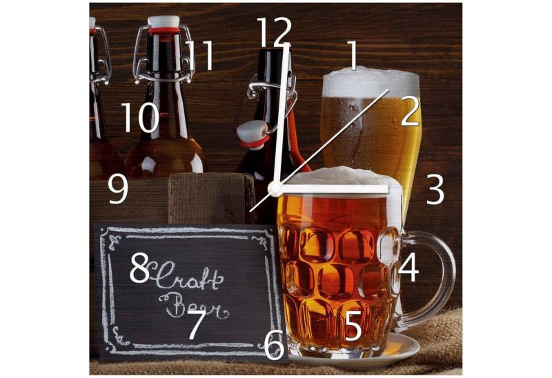 Wallario Wanduhr Biervarianten - Pils im Glas Flaschenbier Schild Craft Beer (Aluverbunduhr) von Wallario