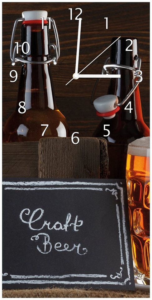 Wallario Wanduhr Biervarianten - Pils im Glas Flaschenbier Schild Craft Beer (Uhr aus Acryl) von Wallario