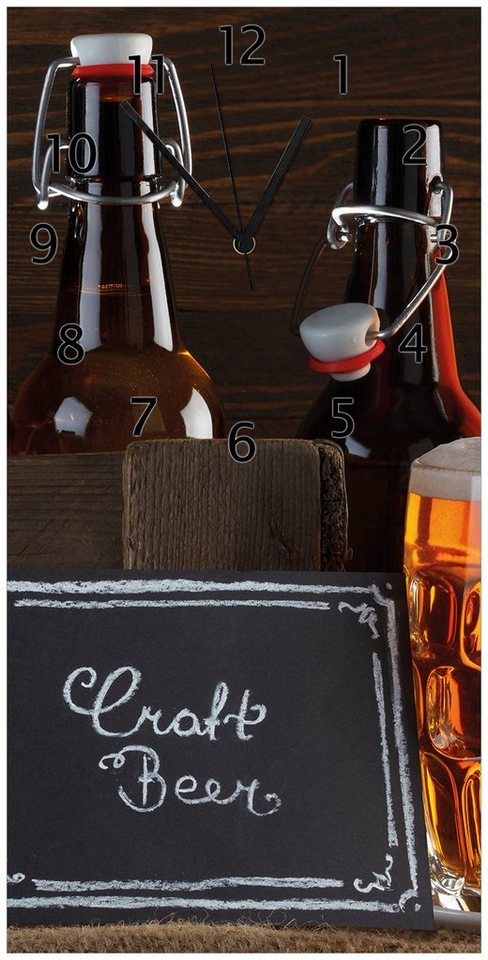 Wallario Wanduhr Biervarianten - Pils im Glas Flaschenbier Schild Craft Beer (Uhr aus Acryl) von Wallario