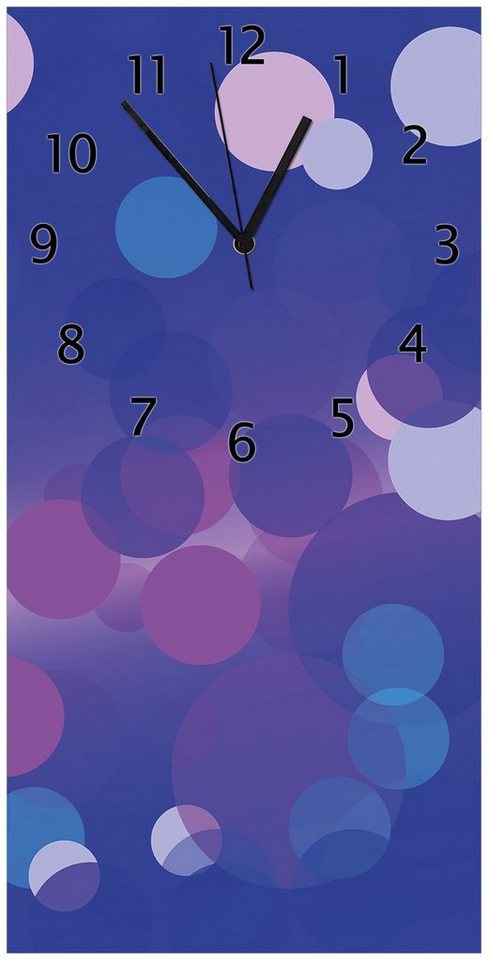 Wallario Wanduhr Blaue Kreise mit pink - harmonisches Muster (Uhr aus Acryl) von Wallario