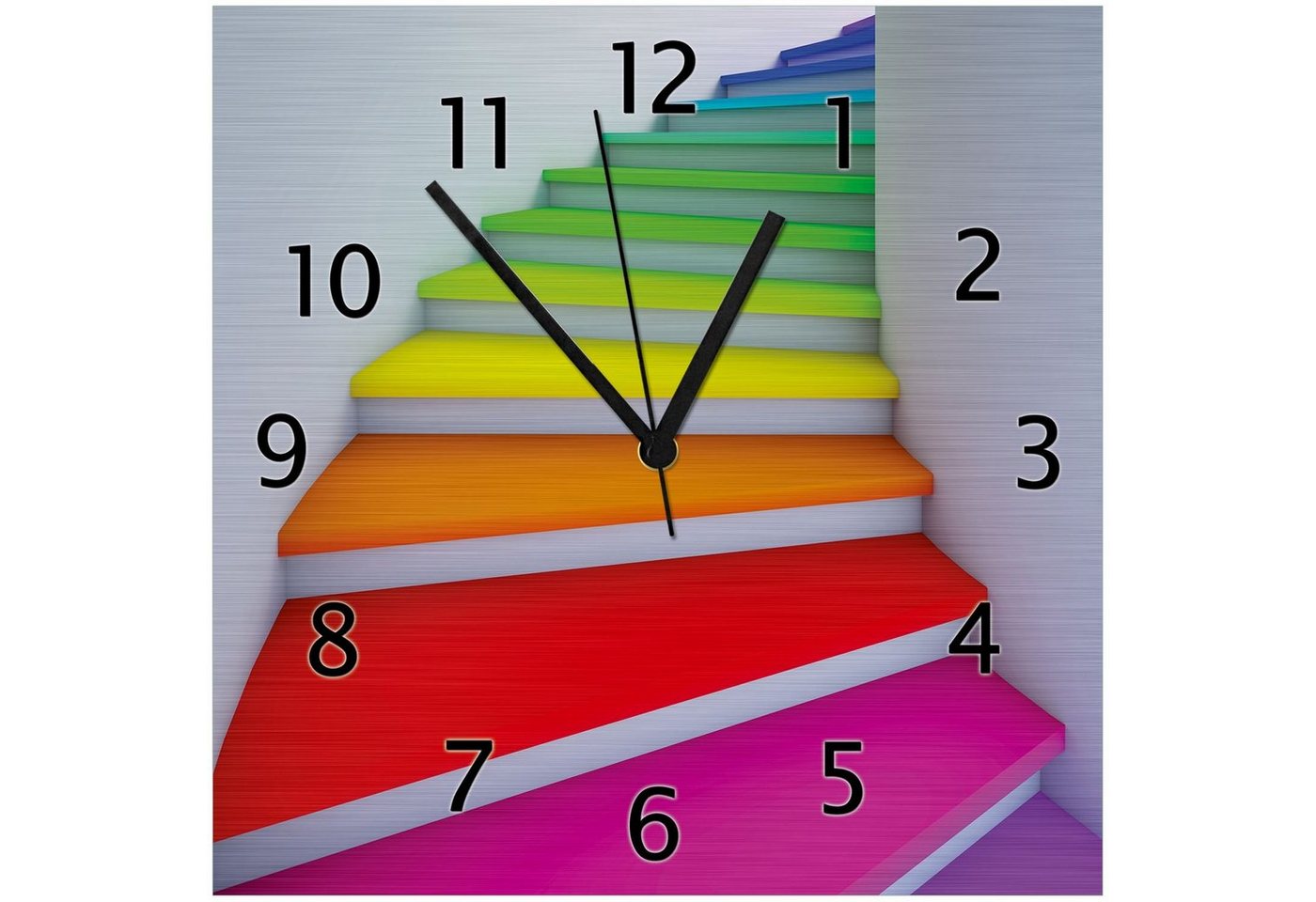 Wallario Wanduhr Bunte Treppe (Aluverbunduhr) von Wallario