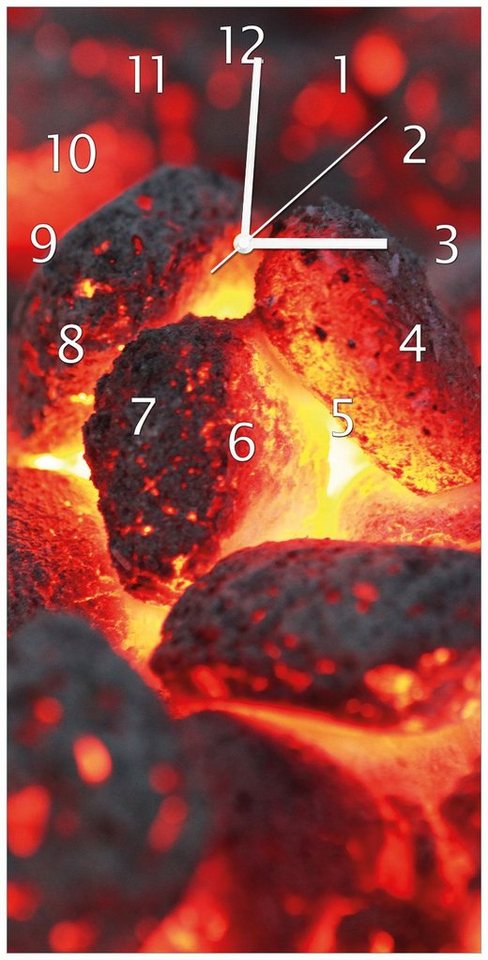 Wallario Wanduhr Glühende Kohlen im Kamin (Uhr aus Acryl) von Wallario