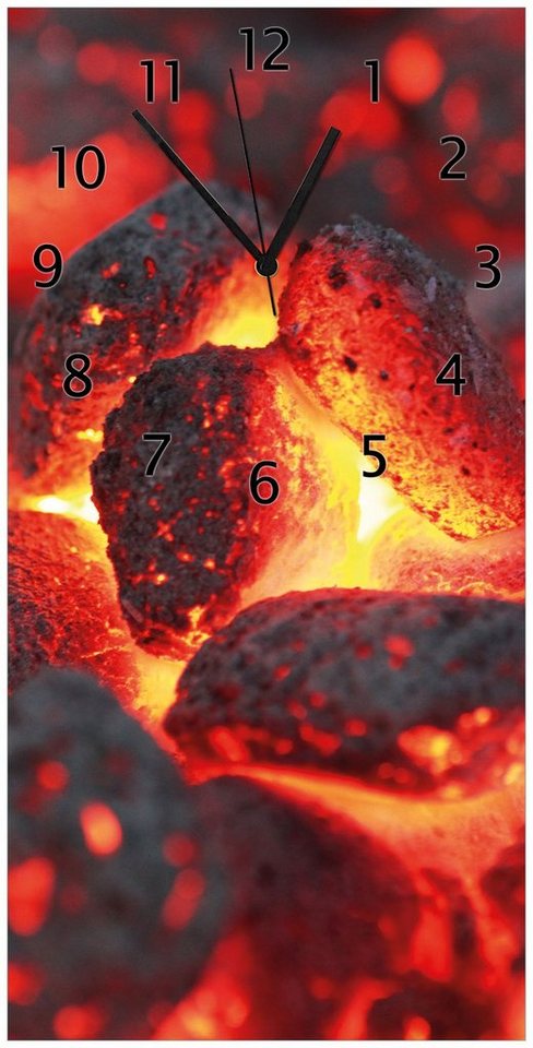 Wallario Wanduhr Glühende Kohlen im Kamin (Uhr aus Acryl) von Wallario