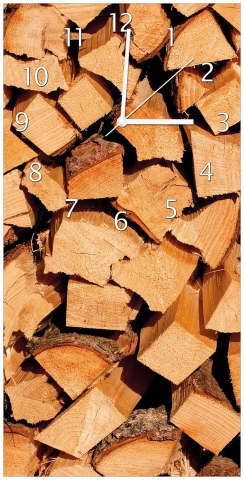 Wallario Wanduhr Holzstapel gehackt - Holzscheite für den Kamin (Uhr aus Acryl) von Wallario