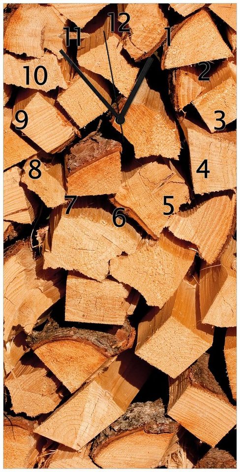 Wallario Wanduhr Holzstapel gehackt - Holzscheite für den Kamin (Uhr aus Acryl) von Wallario