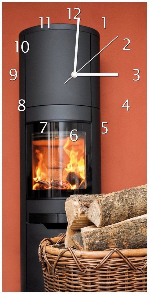 Wallario Wanduhr Kamin Romantik (Uhr aus Acryl) von Wallario