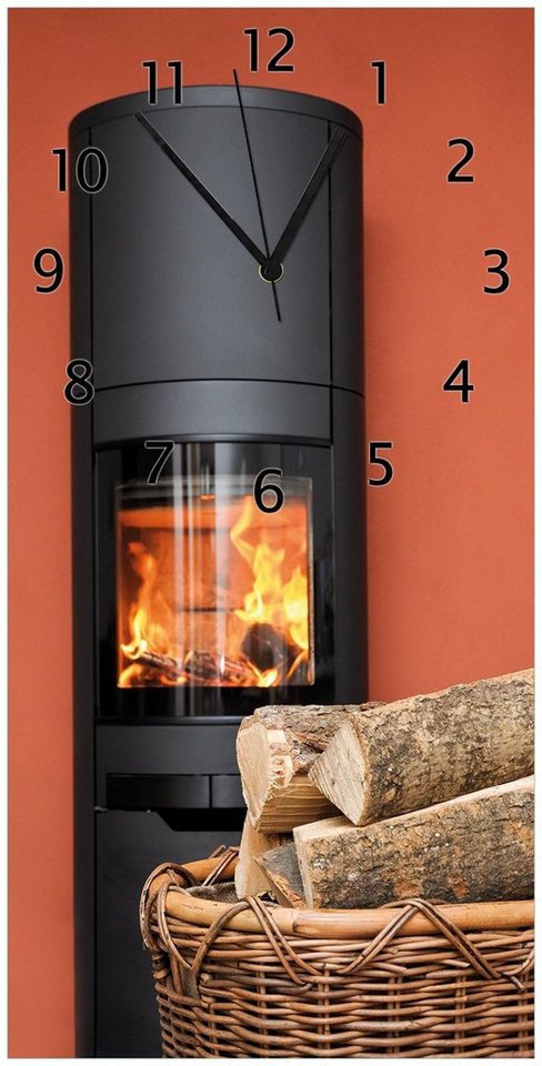 Wallario Wanduhr Kamin Romantik (Uhr aus Acryl) von Wallario