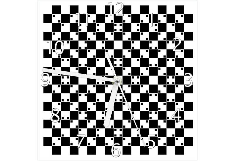 Wallario Wanduhr Optische Täuschung - Illusion - schwarz weiß II (Glasuhr) von Wallario