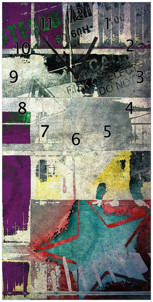 Wallario Wanduhr Retro-Style türkis-rot (Glasuhr) von Wallario