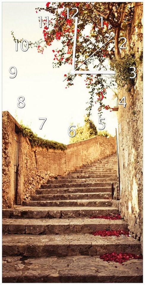 Wallario Wanduhr Steinerne Treppe in Italien (Uhr aus Acryl) von Wallario