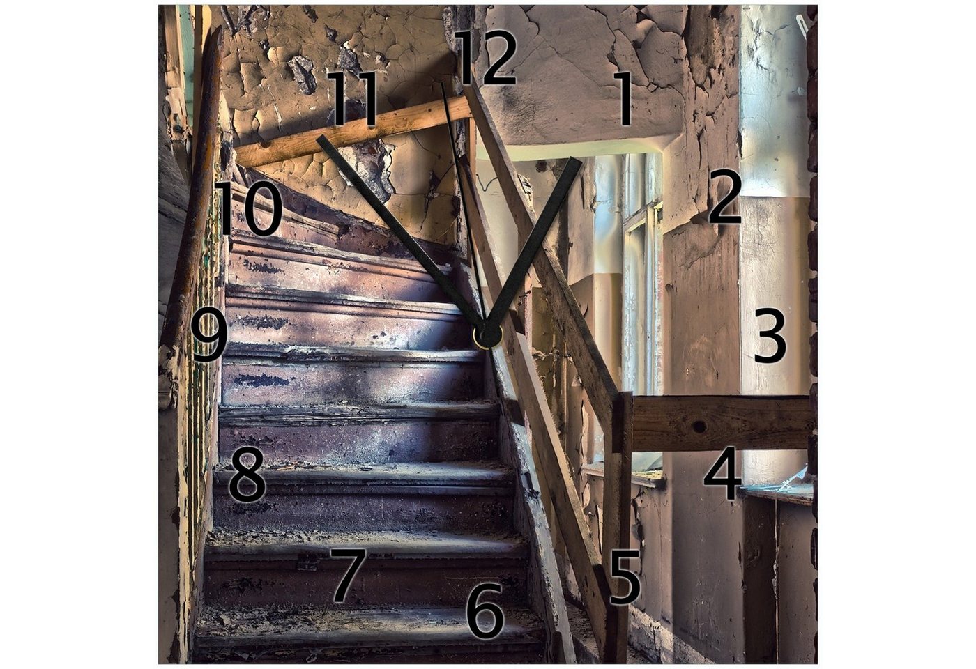 Wallario Wanduhr Treppe in einem alten Haus (Glasuhr) von Wallario