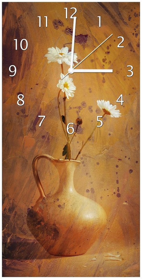 Wallario Wanduhr Antike Vase mit Blumen (Uhr aus Acryl) von Wallario