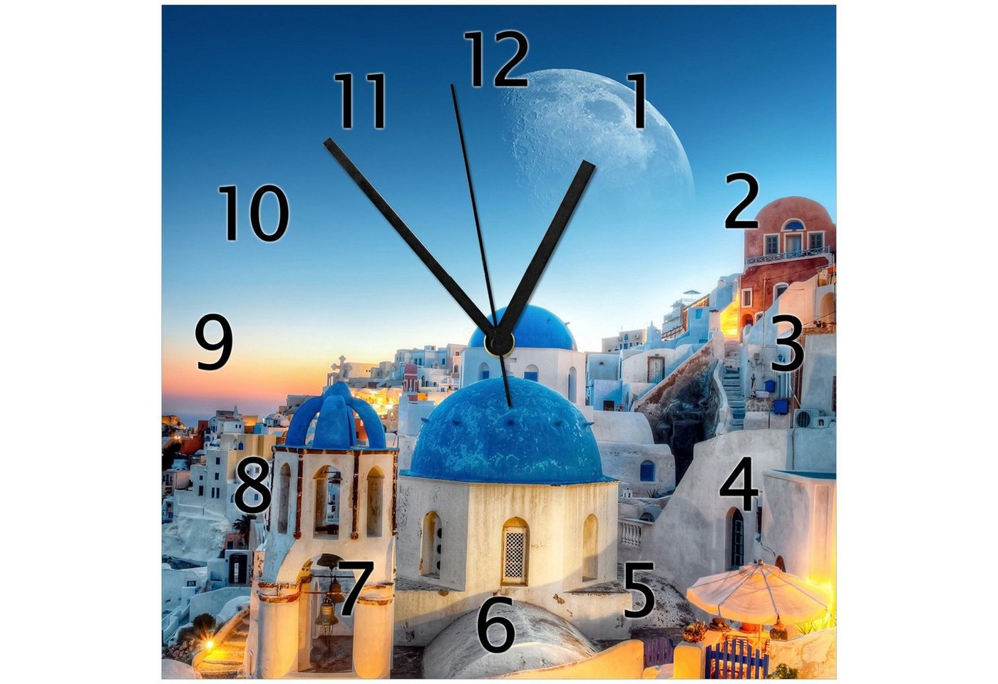 Wallario Wanduhr Urlaub auf Santorini (Glasuhr) von Wallario