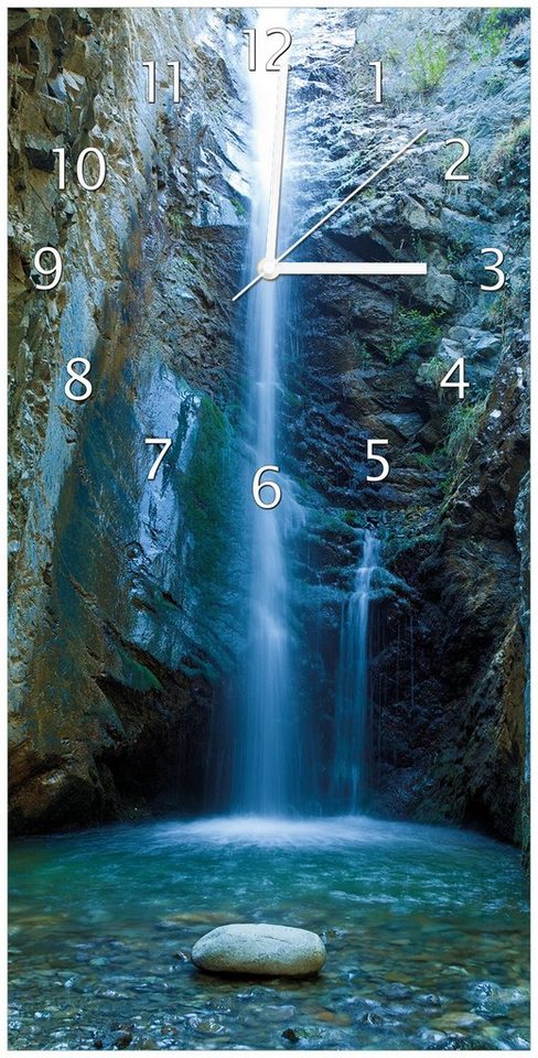 Wallario Wanduhr Wasserfall bei Sonneneinfall (Uhr aus Acryl) von Wallario