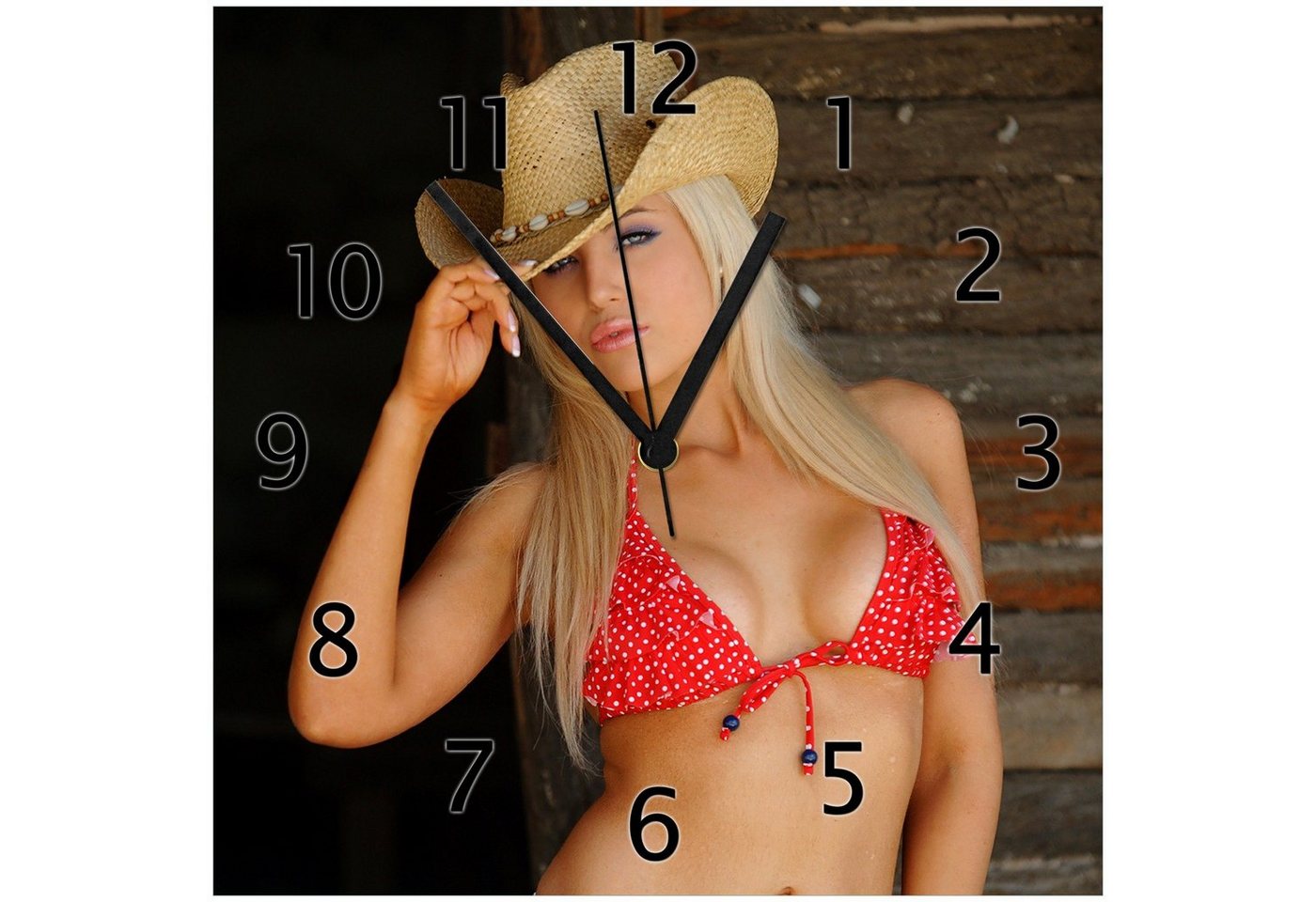 Wallario Wanduhr Westerngirl (Glasuhr) von Wallario