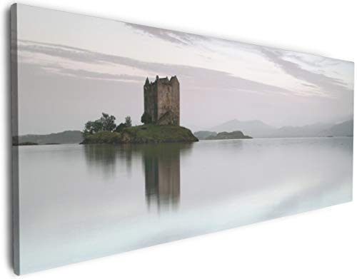 Wallario XXXL Riesen- Leinwandbild Schloss in Schottland - Wandbild 80 x 200 cm Brillante lichtechte Farben, hochauflösend, verzugsfrei, Kunstdruck von Wallario