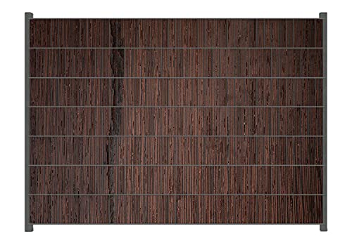Wallario Zaun Sichtschutz Windschutz für EIN- und Doppelstabmattenzäune in der Größe Breite 2,00m x Höhe 1,40m, Motiv: Holz-Optik Textur dunkelbraunes Holz von Wallario