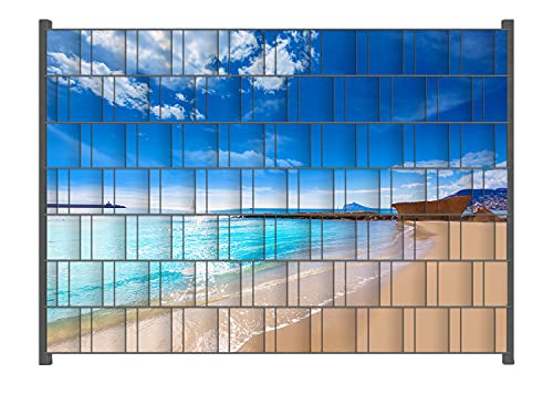 Wallario Zaun Sichtschutz Windschutz für EIN- und Doppelstabmattenzäune in der Größe Breite 2,00m x Höhe 1,40m, Motiv: Traumstrand unter blauem Himmel von Wallario