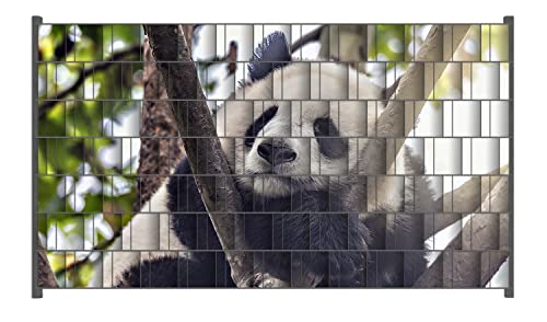 Wallario Zaun Sichtschutz Windschutz für EIN- und Doppelstabmattenzäune in der Größe Breite 2,50m x Höhe 1,40m, Motiv: Schlafender Panda in einem Baum von Wallario