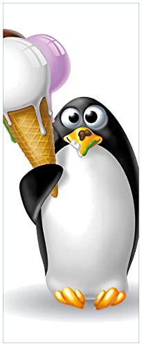 Wallario selbstklebendes Poster - Süßer EIS Pinguin, Aufkleber in Premiumqualität, Klebefolie Größe: 50 x 125 cm von Wallario