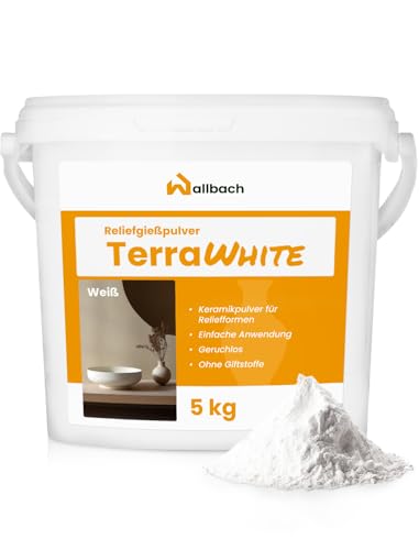 Wallbach® TerraWhite Premium Reliefgießpulver 5kg Weiß für Präzisionsguss - Vielseitige Gießmasse für Silikonformen, Figuren und Dekorationen, Ideal für Bastel- und Kunstprojekte von Wallbach
