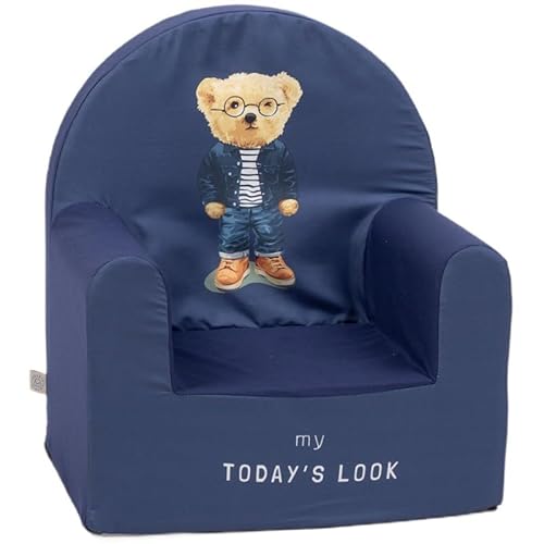 Wallbarz Kindersessel Kinderstuhl mit Rückenlehne Kuschelsessel Kindermöbel für Kinderzimmer Navy blau von Wallbarz
