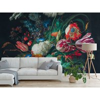 Luxuriöses Großformatiges Blumen Wandbild Auf Peel & Stick Wallpaper/Abnehmbares Temporäres von WallbeautyshopCo