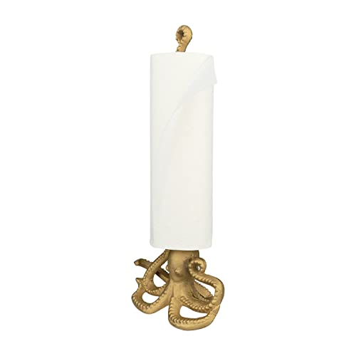 WallCharmers Goldener Papierhandtuchhalter, Metall-WC- oder Küchenpapierhalter für Boden oder Arbeitsplatte, Goldener Oktopus von Wallcharmers