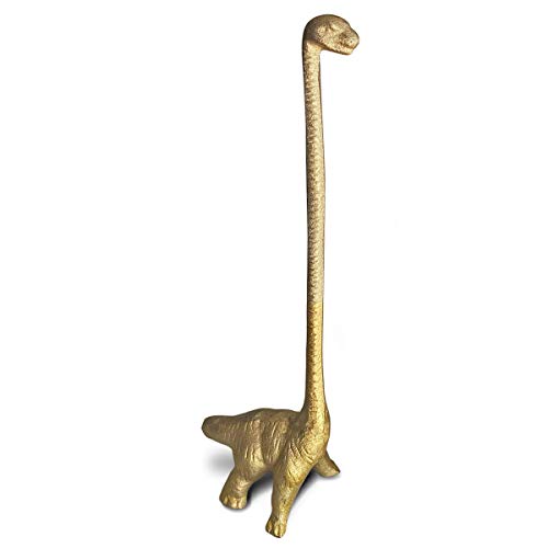 WallCharmers Küchenrollenhalter, goldfarben, aus Metall, für Toilettenpapierrollen oder Küchenrollen, für Boden oder Arbeitsplatte, Goldener Dino von Wallcharmers