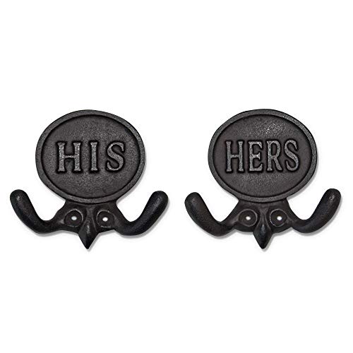 Wallcharmers 2er Set Handtuchhaken für Sie und Ihn, Mr & Mrs. Bauernhaus und rustikale Badezimmerhaken für Handtücher, Bronze von Wallcharmers