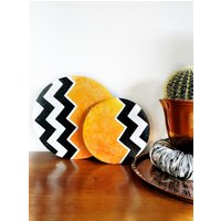 Handgefertigtes Wandbilder Set Bohemian Style Gelb 30/40 cm Durchmesser Wanddekoration Weihnachtsgeschenk von WalldiamondsShop