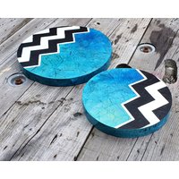 Handgefertigtes Wandbilder Set Bohemian Style Türkis 30/40 cm Durchmesser Vintage Wanddeko Weihnachtsgeschenk Idee von WalldiamondsShop