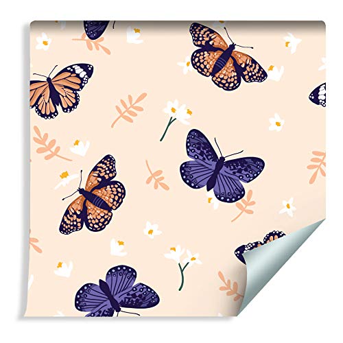 Wallepic Tapete 10m Vlies Tapete Natur Fliegende Schmetterlinge Vliestapete 1000x53cm Wand Tapete Wohnzimmer Kinderzimmer Moderne Wanddeko Wand Dekoration von Wallepic