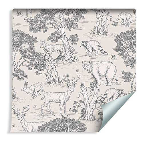 Wallepic Tapete 10m Vlies Tapete Waldtiere Natur Wald Vliestapete 1000x53cm Wand Tapete Wohnzimmer Kinderzimmer Moderne Wanddeko Wand Dekoration von Wallepic