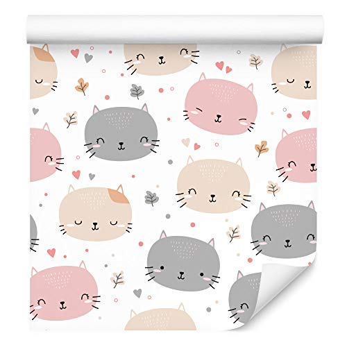 Wallepic Tapete für Kinder 1000 x 53 cm Vlies Wand Tapete Tiere Katzen Vliestapete Kinderzimmer Schlafzimmer Kinderwelt Moderne Wandbild Jugend Kinder Wand Dekoration Easyinstall von Wallepic