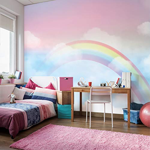 Wallepic Vlies Fototapete 315x210 für Kinder Regenbogen Himmel Wolken Moderne Tapete Kinderzimmer Kinderstube Wandbilder Wandtapete XXL Luxus Abstrakt Br. 315 cm x Hö. 210 cm von Wallepic