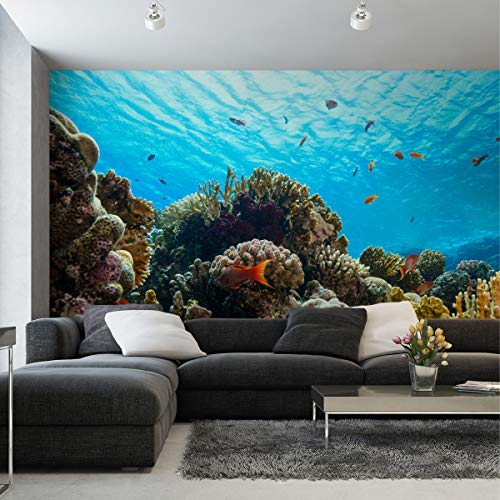 Wallepic Vlies Fototapete Natur Ozean Meer Korallenriff Tiere 315 x 210 Moderne Tapete XXL Fische Pflanzen Exotisch Wohnzimmer Schlafzimmer Büro Flur Wandtapete Br.315xHö.210 von Wallepic