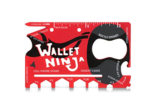 Wallet Ninja Limited Edition (Soft Touch Finish in matt-rot) 18-in-1 Mehrzweck-Werkzeug in Kreditkartengröße Multitool für die Hosentasche von Wallet Ninja
