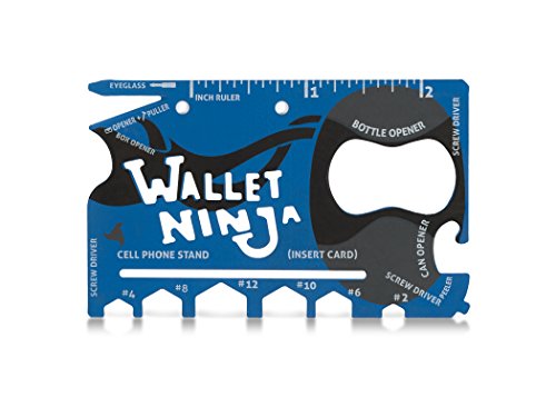 Wallet Ninja 18-in-1 Mehrzweck-Werkzeug in Kreditkartengröße, Multitool für die Hosentasche (Soft Touch Finish in Matt-Rot) von Wallet Ninja