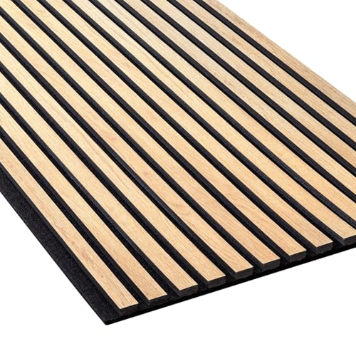 3D Akustikpanel NMC 3054675 SELITSTYLE Wandpaneel 240 x 56,5 cm Lamellenwand Wandverkleidung Echtholz-Alternative Skandinavisches Design Eiche hell von Wallface
