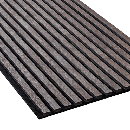 3D Akustikpanel NMC 3054676 SELITSTYLE Wandpaneel 240 x 56,5 cm Lamellenwand Wandverkleidung Echtholz-Alternative Skandinavisches Design Eiche dunkel von Wallface