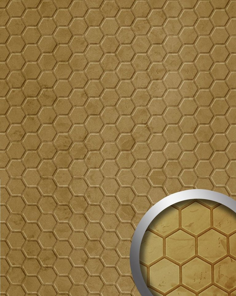 Wallface Dekorpaneele 22731-NA, BxL: 100.5x261.3 cm, 2.63 qm, (Dekorpaneel, 1-tlg., Wandverkleidung in Honigwaben Optik) gelb, matt, samtig weich von Wallface