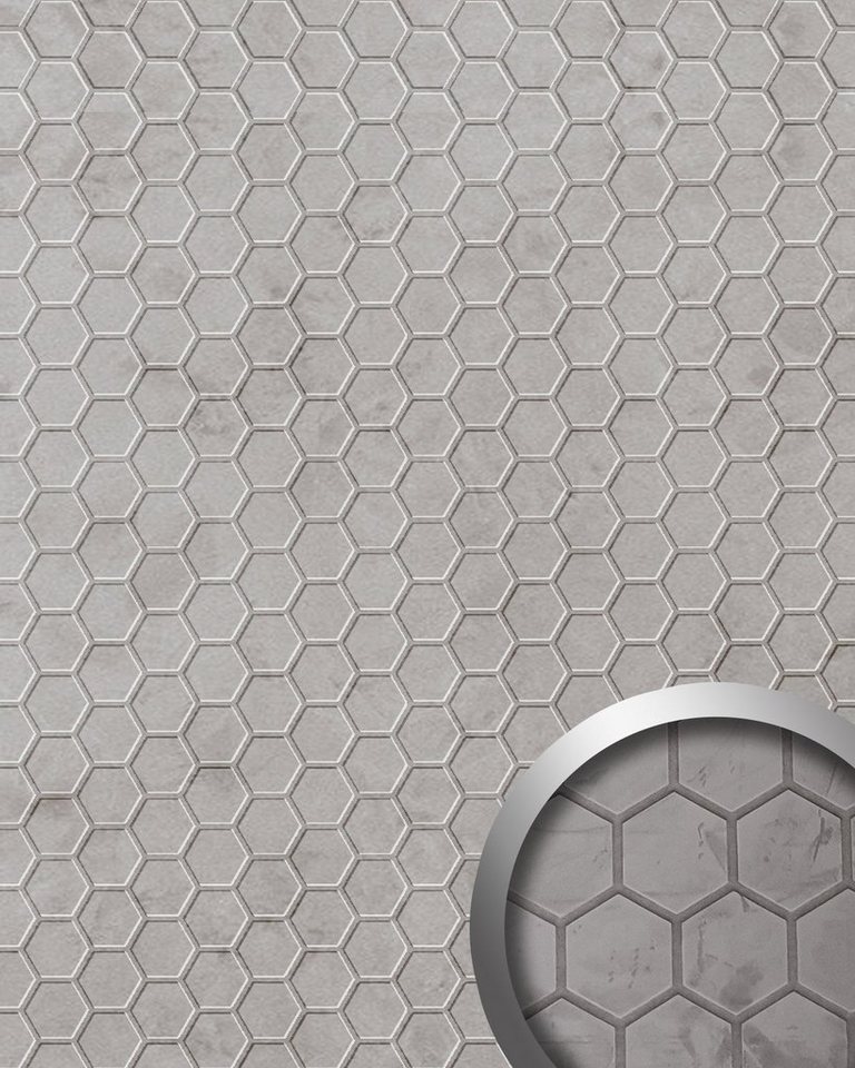 Wallface Dekorpaneele 22732-NA, BxL: 100.5x261.3 cm, 2.63 qm, (Dekorpaneel, 1-tlg., Wandverkleidung in Honigwaben Optik) grau, matt, samtig weich von Wallface
